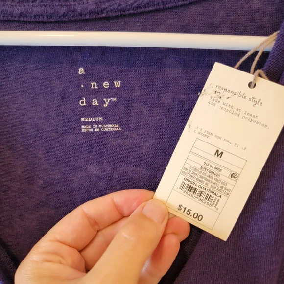 A New Day Women's Deep Purple Twist-Front Top Medium NWT - Picture 2 of 3